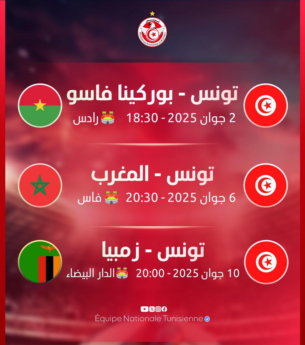 Les Aigles de Carthage lancent leur préparation pour le Mondial 2026 avec trois matchs amicaux