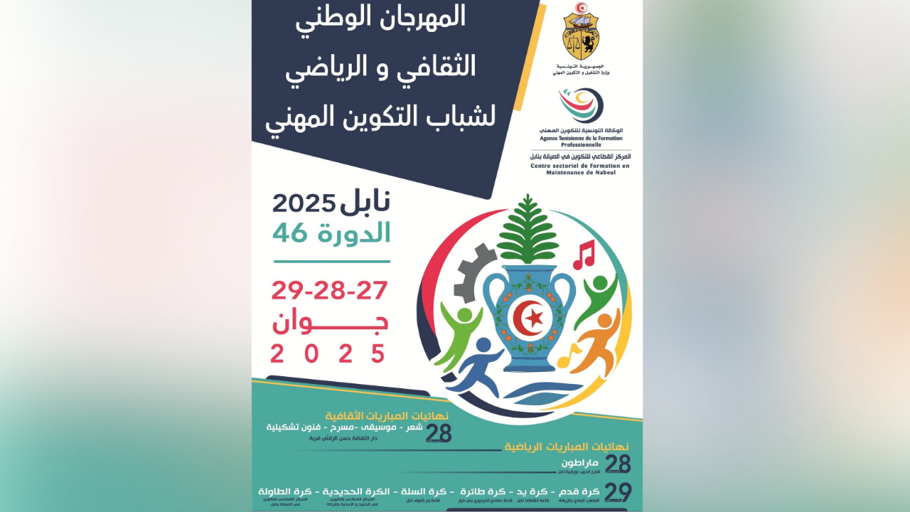 بمشاركة أكثر من 600 شاب: ولاية نابل تحتضن الدورة الـ46 لمهرجان شباب التكوين المهني