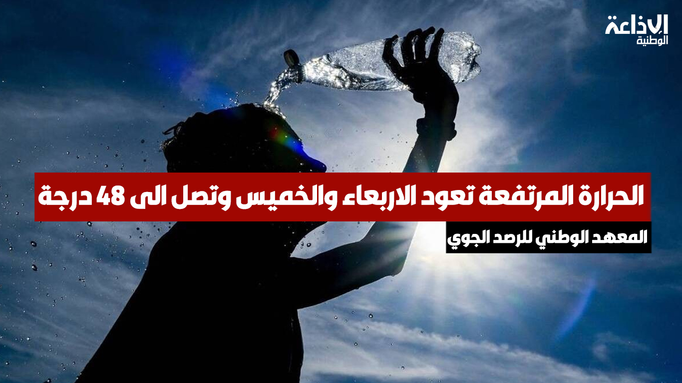 المعهد الوطني للرصد الجوي: الحرارة المرتفعة تعود الاربعاء والخميس وتصل الى 48 درجة في المناطق الجنوبية والغربية