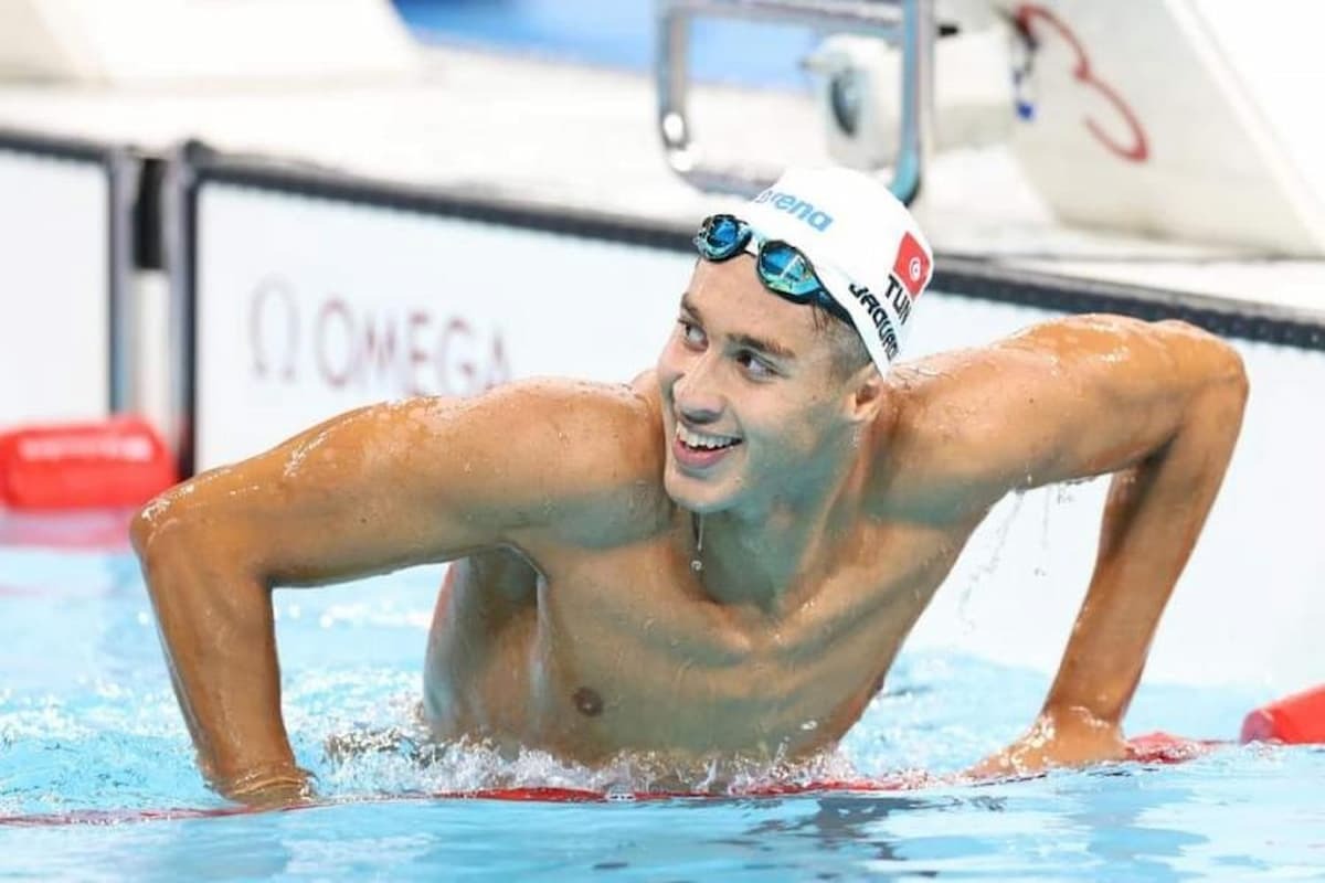 Le nageur tunisien Ahmed Jaouadi en finale du 800 m nage libre aux Mondiaux de Singapour