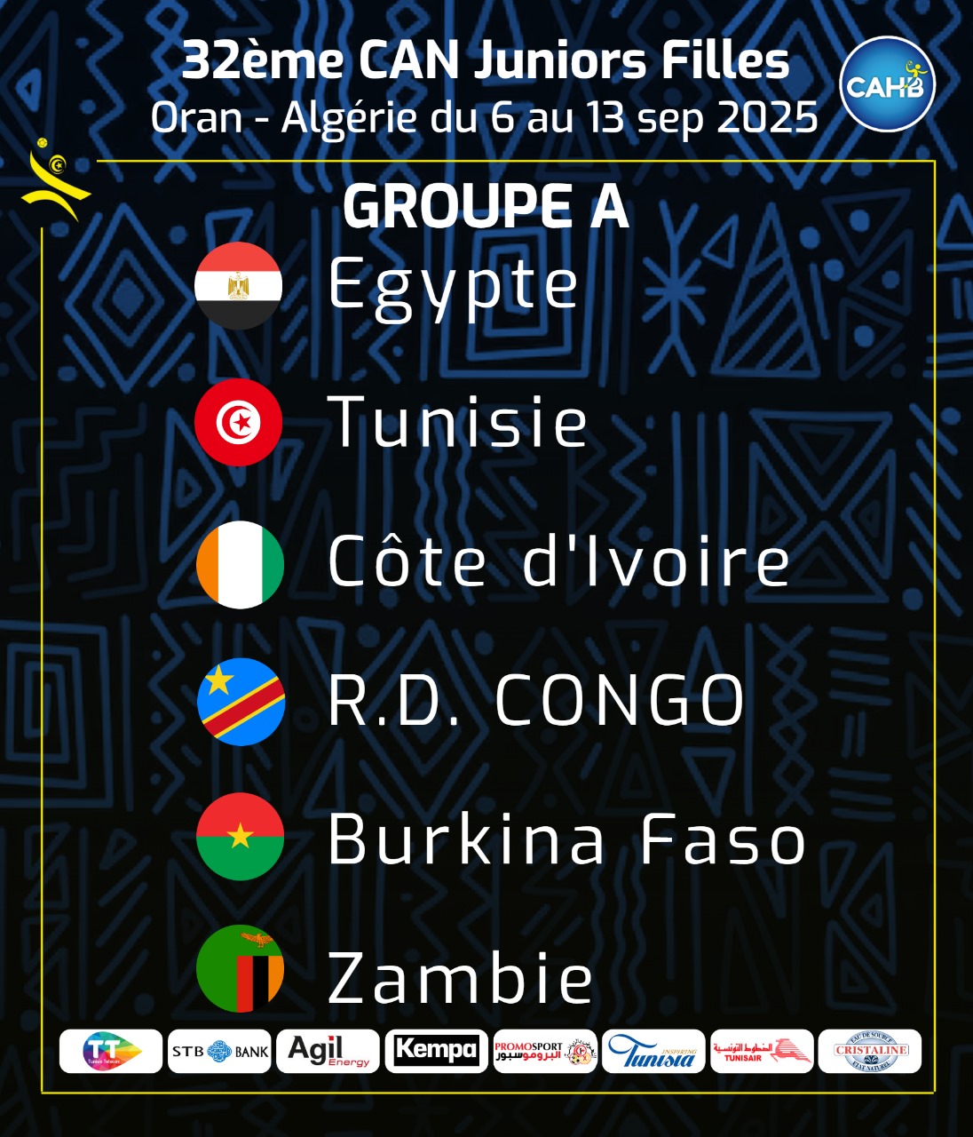 Handball (cadettes) : La Tunisie dans un groupe relevé pour la CAN 2024 à Oran