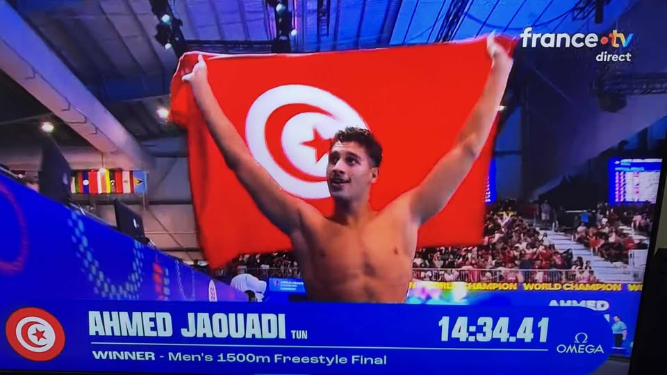 البطل العالمي احمد الجوادي يصنع الحدث والتاريخ من جديد في سنغافورة و يفوز بلقب عالمي جديد في 1500 متر حرة 