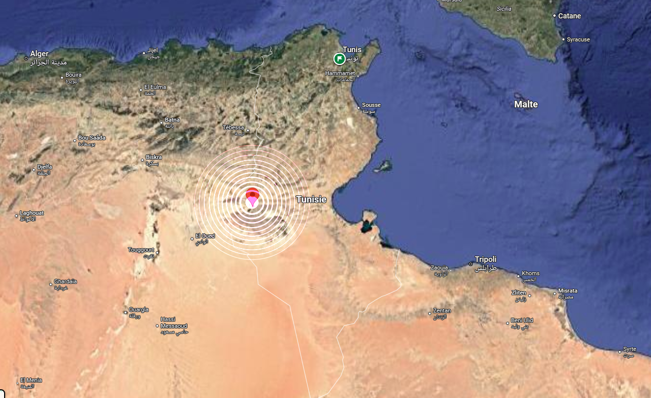 محطات رصد الزلازل تسجل رجة أرضية بمنطقة دقاش من ولاية توزر بقوة 3.3 درجة على سلم ريتشر