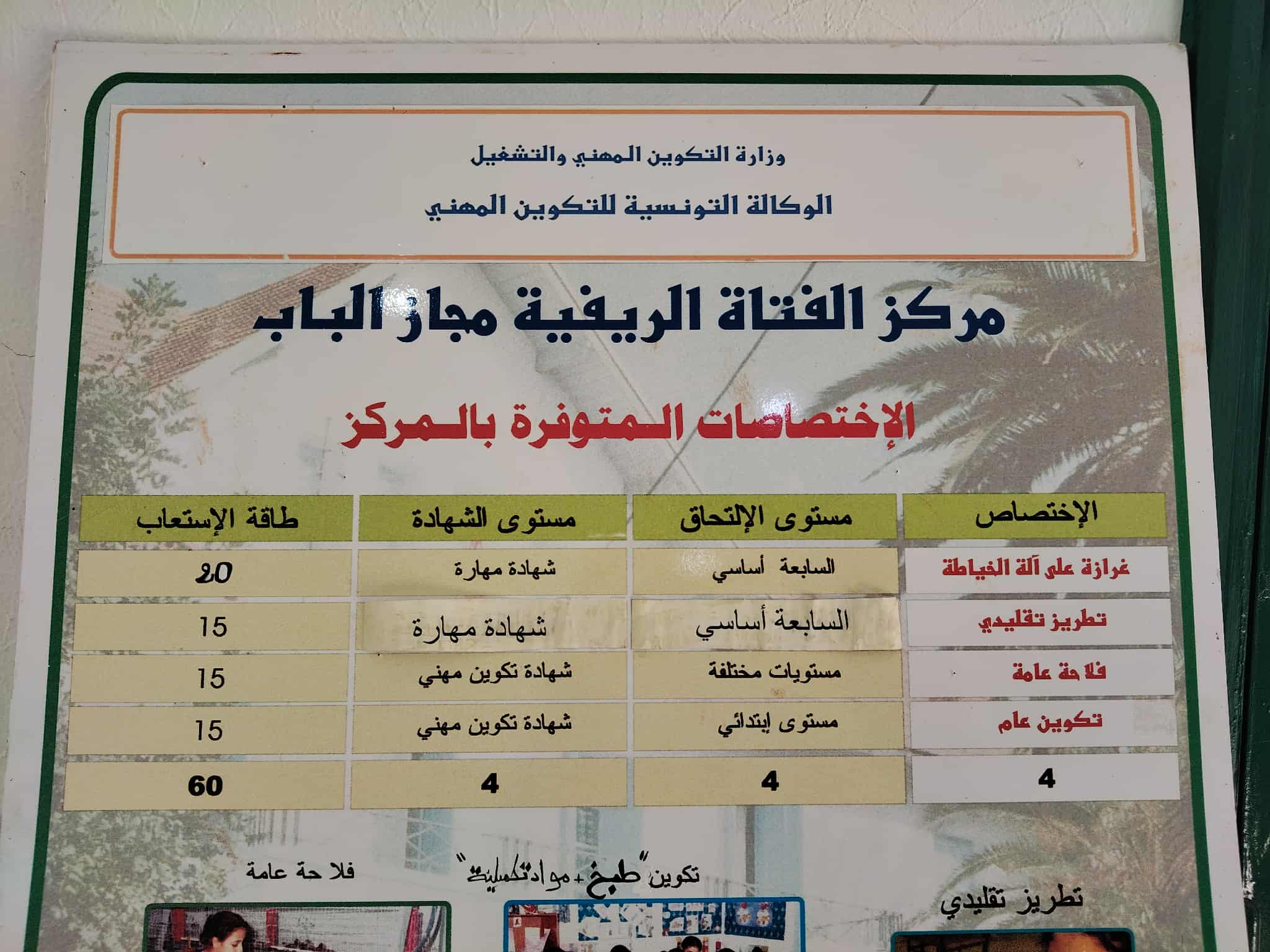 ايام تحسيسية بمجاز الباب  لتشجيع الفتيات على التكوين بمركز الفتاة الريفية بالمنطقة 