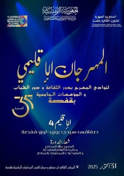 قفصة : تنظيم المهرجان الإقليمي الرابع لنوادي المسرح بدور الثقافة ودور الشباب والمؤسسات الجامعية في دورته 35
