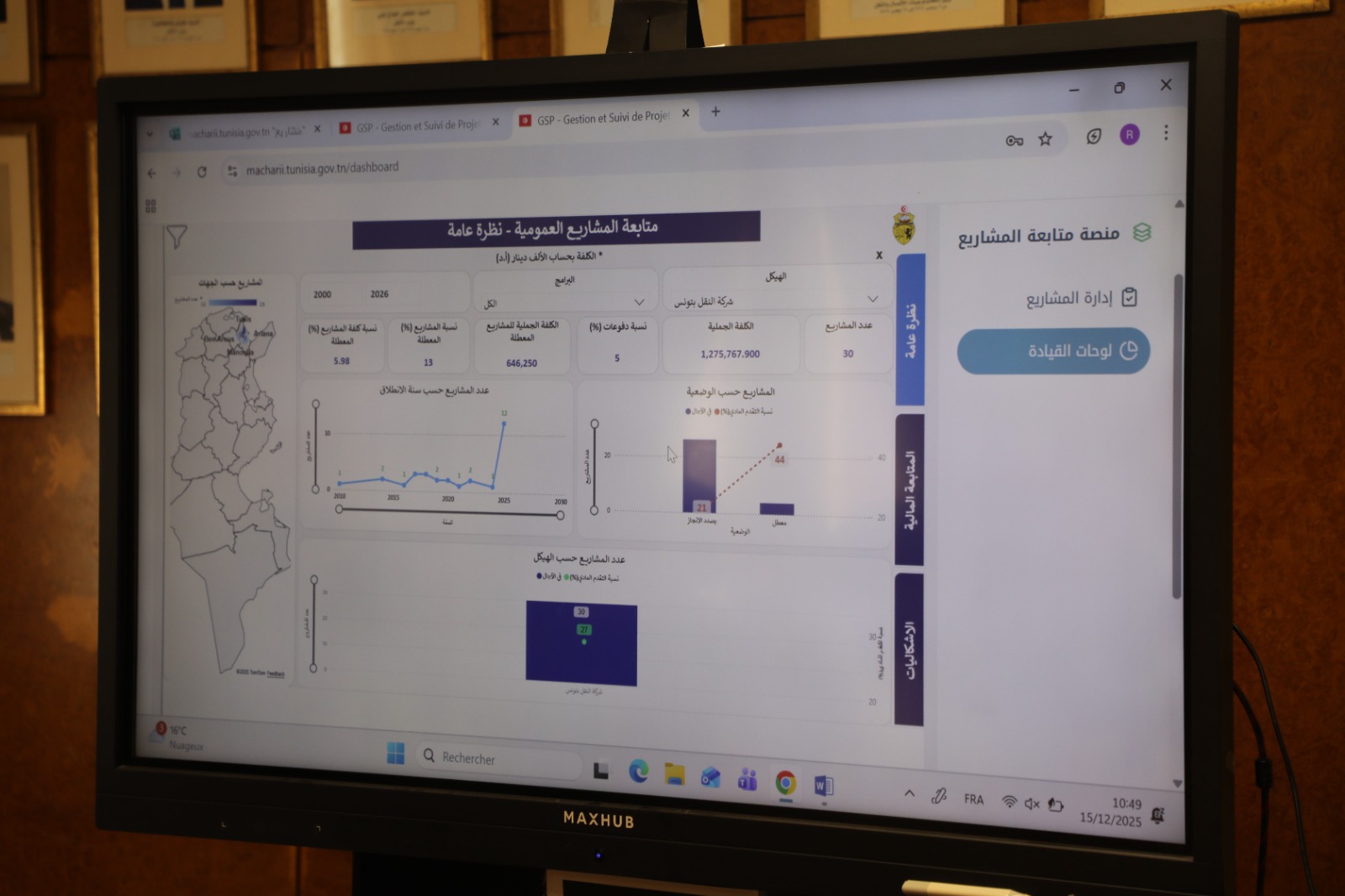 مارس 2026: استكمال إجراءات استغلال المنصة الرقمية لمتابعة مشاريع قطاع النقل