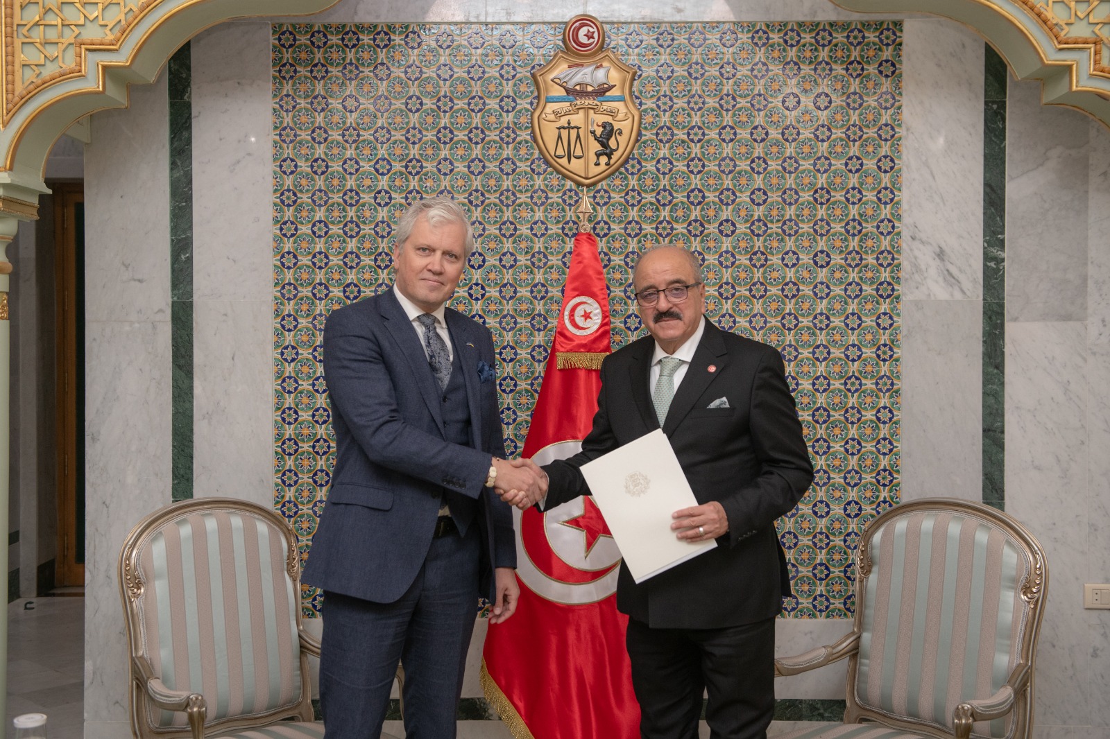 وزير الخارجية يتسلم نسخة من أوراق اعتماد سفير إستونيا الجديد