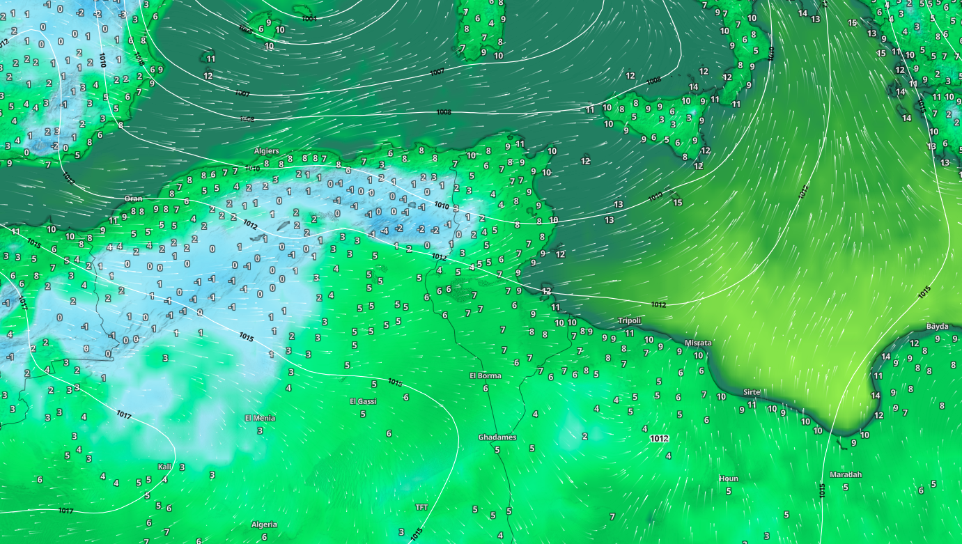 الحرارة ليل الثلاثاء بين 06 و 10 درجات وفي حدود درجتين بالمرتفعات الغربية