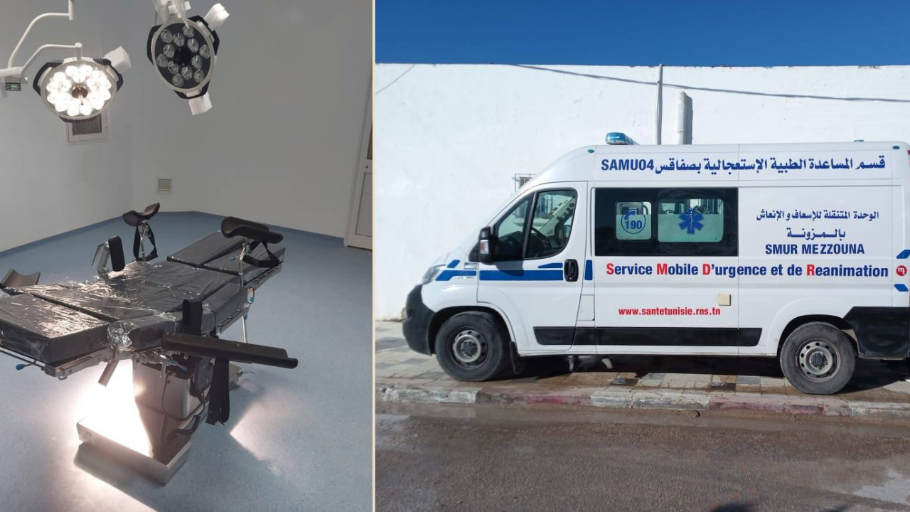 سيدي بوزيد: دعم غرفة عمليات مستشفى الرقاب بدفعة أولى من المعدات وافتتاح وحدة الإنعاش الطبي المتنقل بمعتمدية المزونة