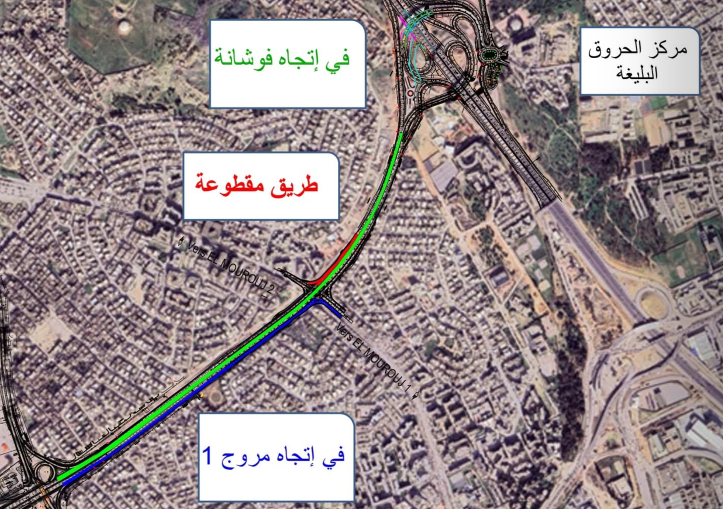 تحويل جزئي لحركة المرور على مستوى مفترق المروج 1 و2