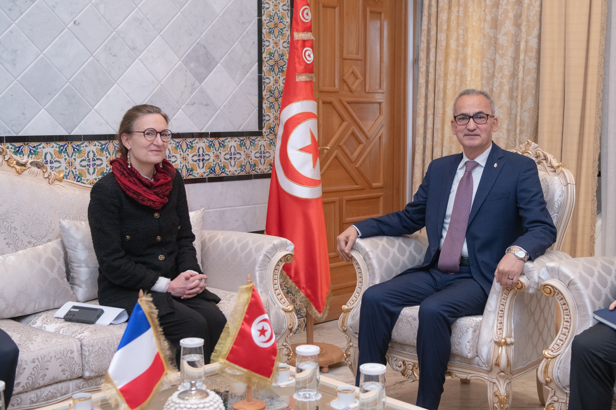 كاتب الدولة لدى وزير الخارجية يلتقي سفيرة فرنسا بتونس