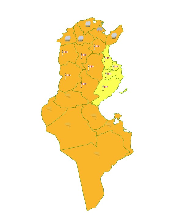 إسناد اللون البرتقالي لـ20 ولاية في الجمهورية بسبب التقلبات الجوية
