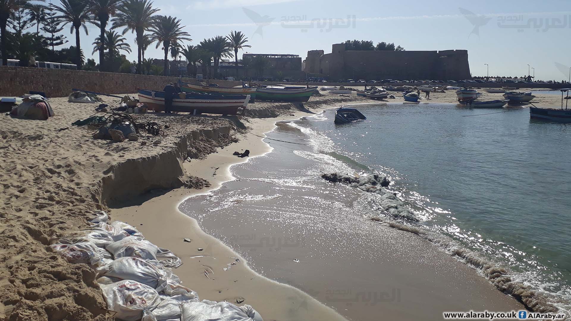 توضيح لظاهرة تقدّم مياه البحر داخل اليابسة في عدة مدن ساحلية.