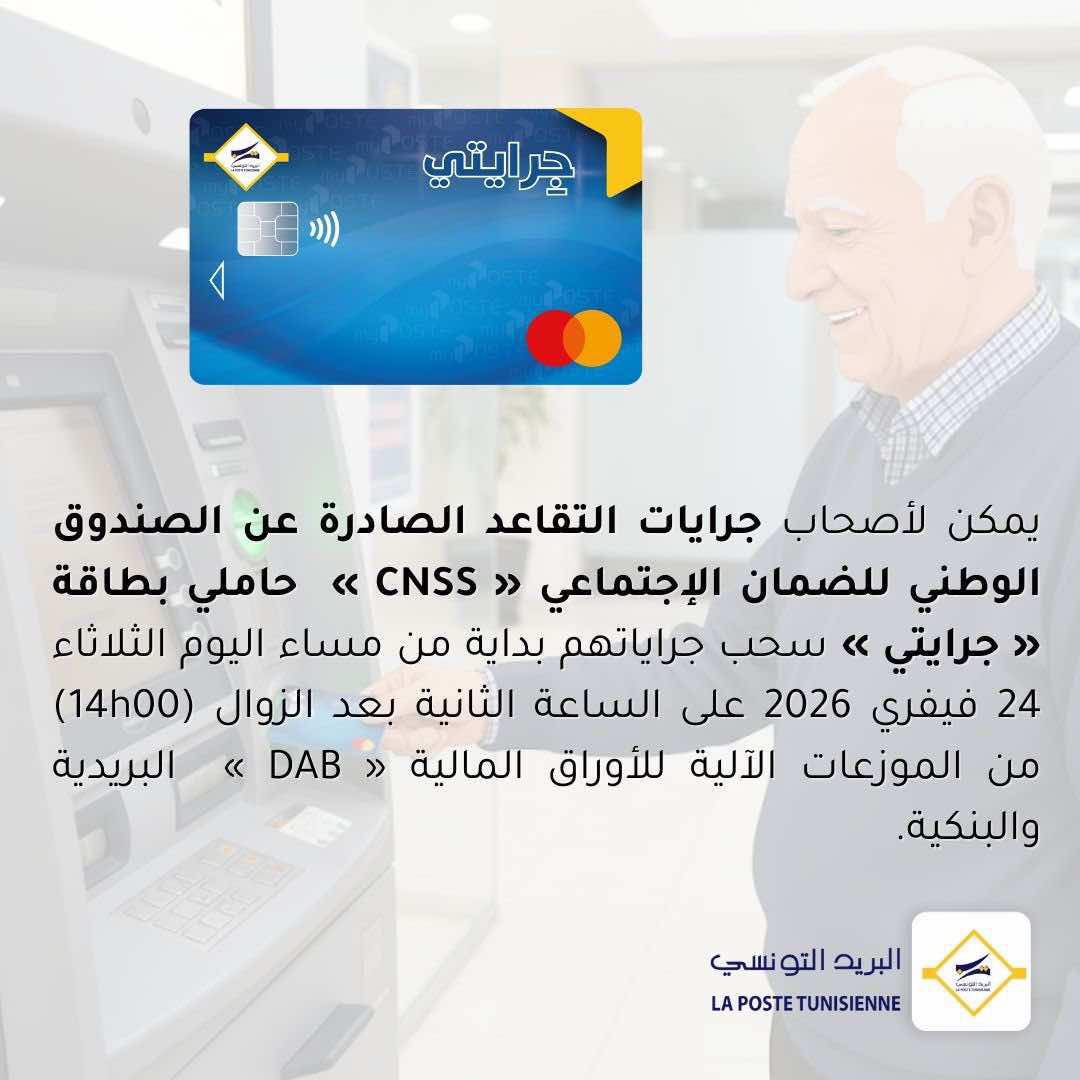 غدا: صرف جرايات الضمان الاجتماعي عبر المُوزّعات الآلية للبريد.