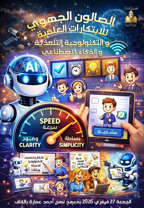 انعقاد  الصالون الجهوي للابتكارات العلمية والتكنولوجية التلمذية والذكاء الاصطناعي  بولاية الكاف  