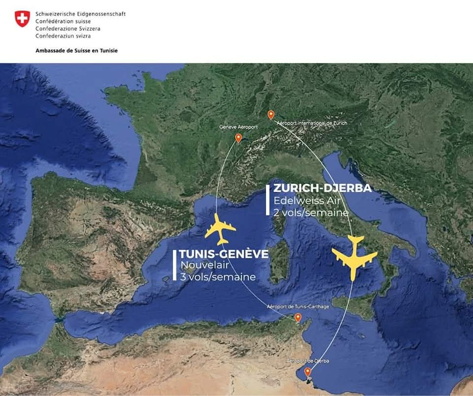 خط جوي جديد يربط زيورخ بجربة لتعزيز التدفق السياحي