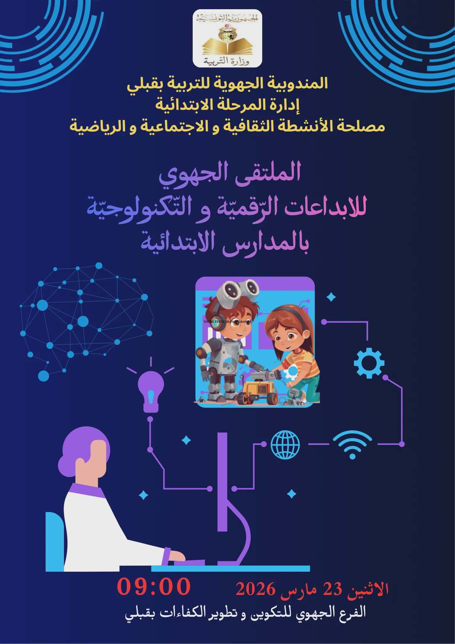 قبلي: تنظيم الملتقى الجهوي للابداعات الرقمية والتكنولوجية بالمدارس الابتدائية