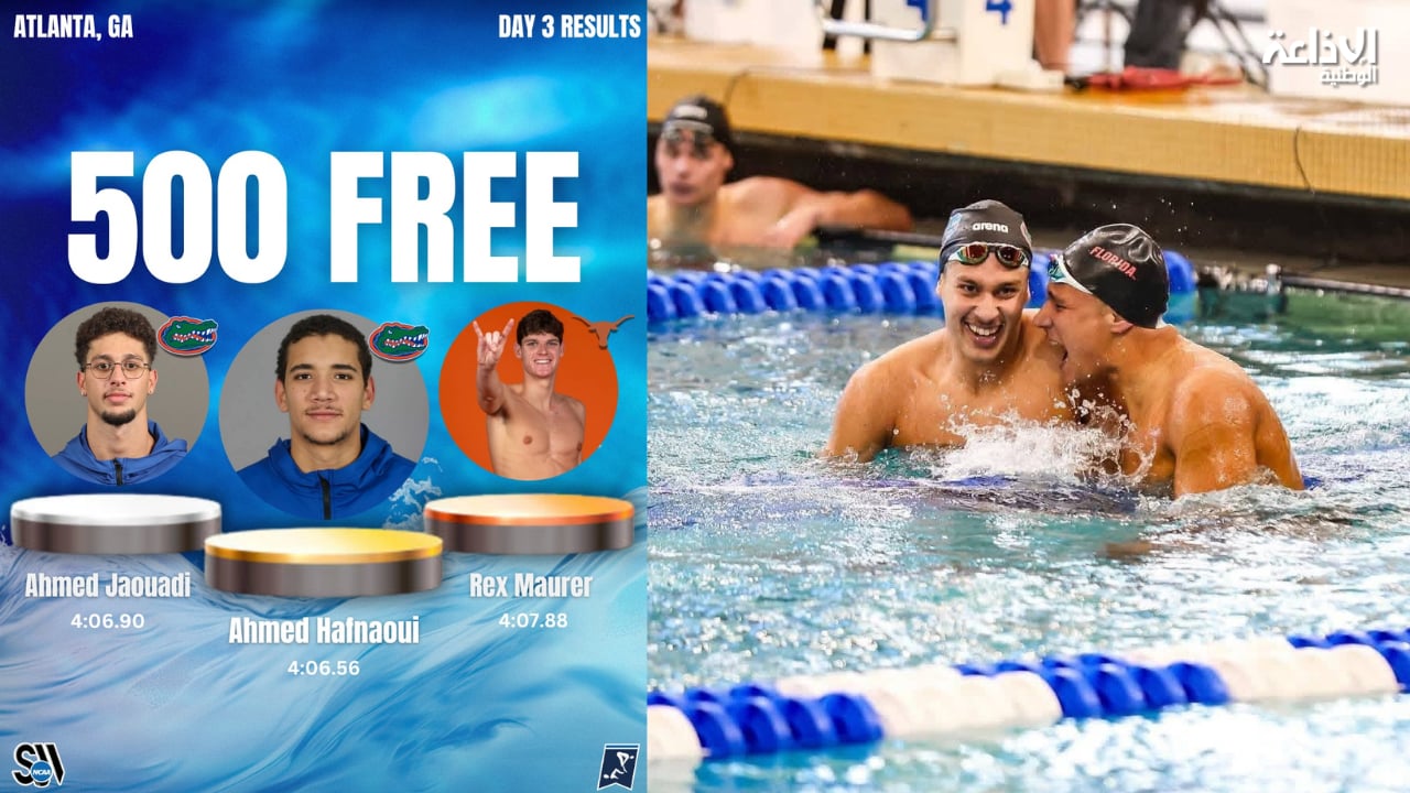 بطولة الجامعات الأمريكية للسباحة: ميدالية ذهبية لأيوب الحفناوي وفضية لأحمد الجوادي في سباق 500 ياردة