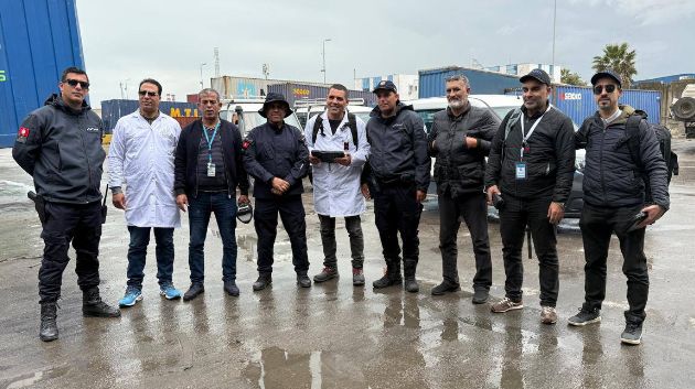 عملية مسح بميناء رادس التجاري في اطار مكافحة الاتجار غير المشروع وتهريب المواد الخطرة