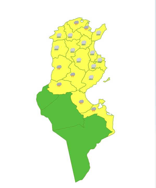 إسناد اللون الأصفر لـ21 ولاية والرصد الجوي يُصدر نشرة متابعة
