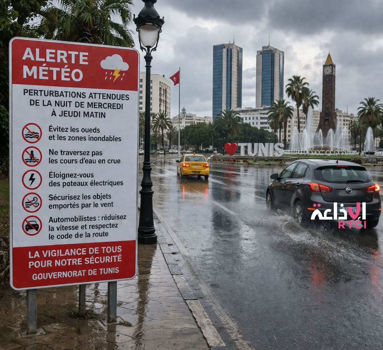 Alerte météo : appel à la vigilance dans le gouvernorat de Tunis