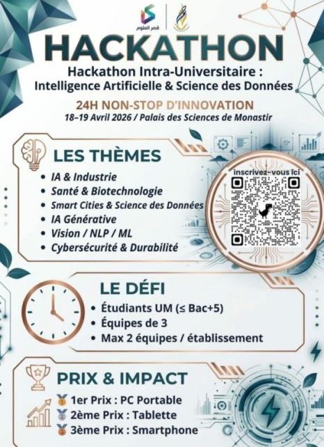 تنظيم الهاكاتون الجامعي بقصر العلوم بالمنستير لتعزيز الابتكار والذكاء الاصطناعي