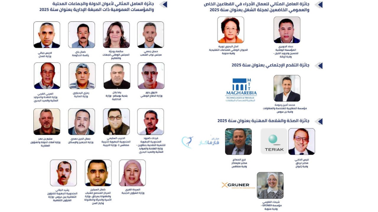 بمناسبة عيد الشغل: تكريم 21 عاملا مثاليا في القطاعين العام والخاص
