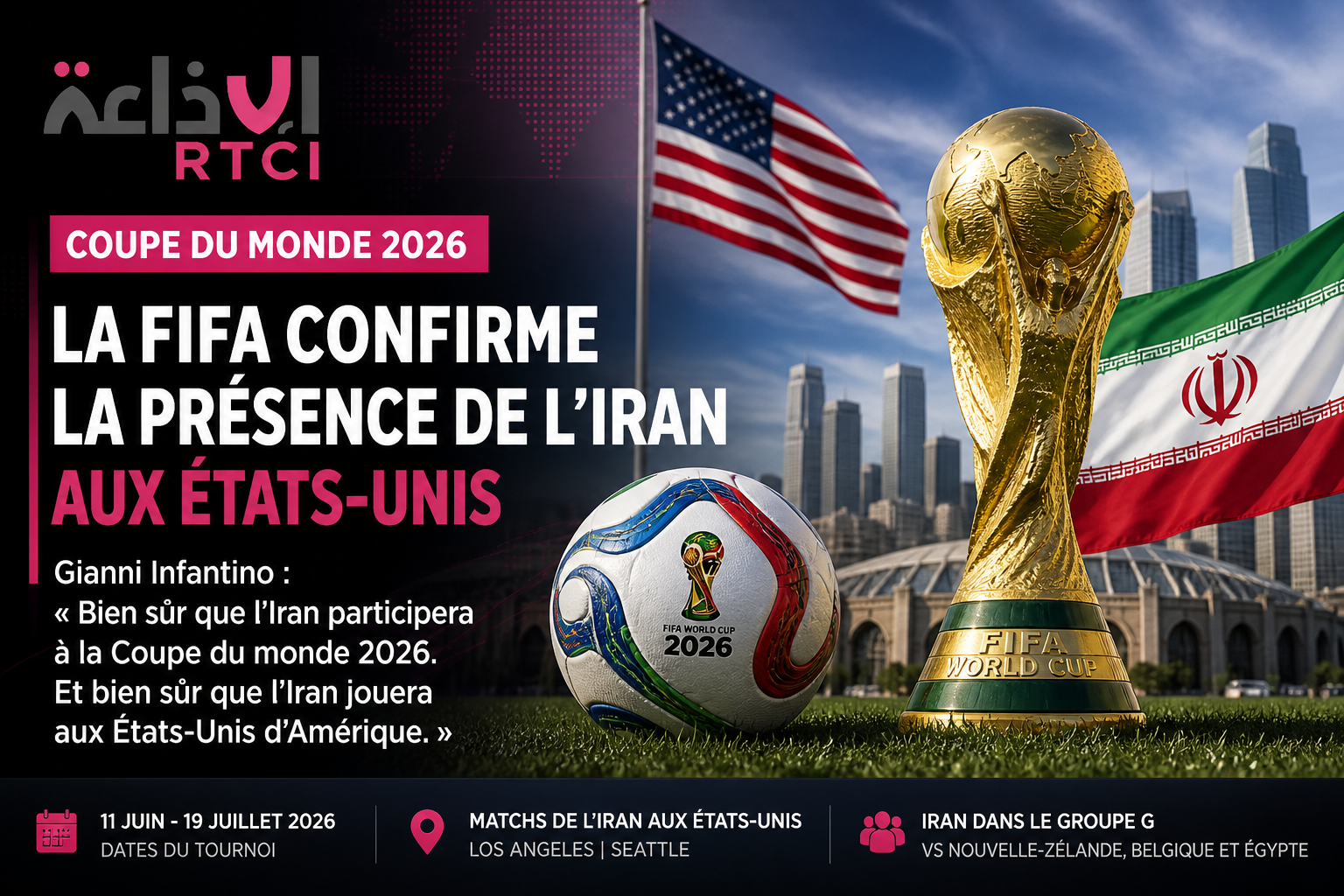 Mondial 2026 : la FIFA confirme la présence de l’Iran aux États-Unis malgré les tensions