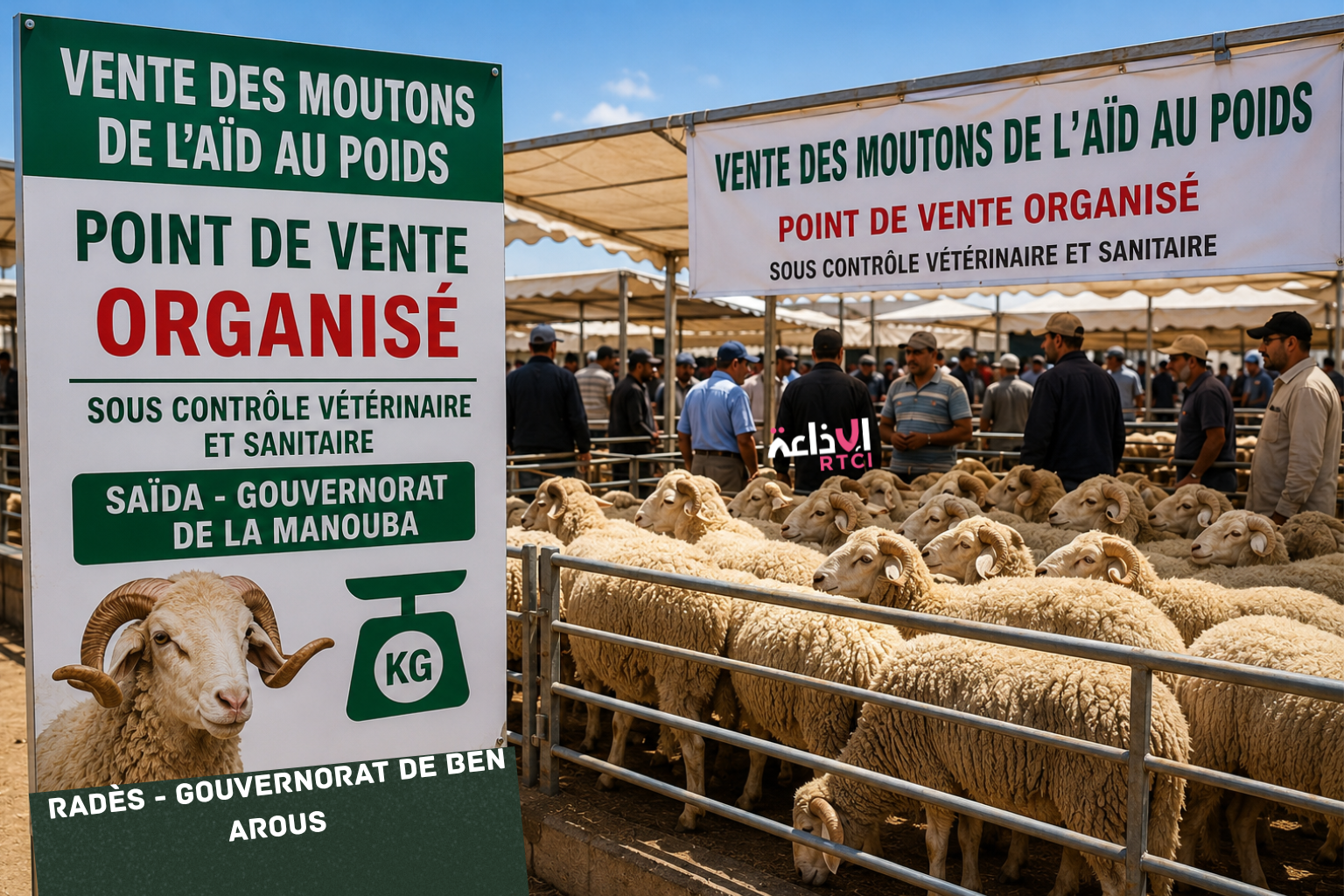 Saïda et Radès : lancement des ventes de moutons de l’Aïd au poids, 210 têtes disponibles dès le premier jour 
