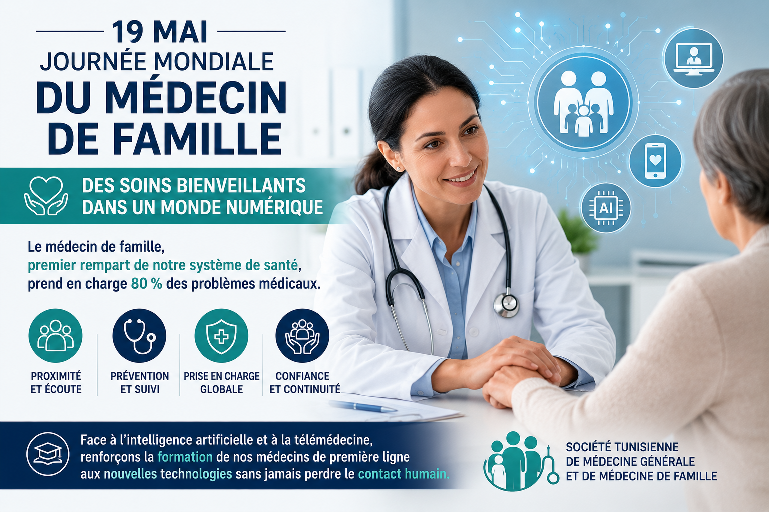 Journée mondiale du médecin de famille sous le signe: " Des soins bienveillants dans un monde numérique"