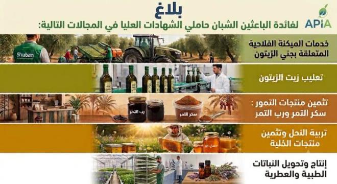 وكالة النهوض بالإستثمارات الفلاحية تدعو حاملي الشهادات العليا للإستثمار في مجالات فلاحية واعدة