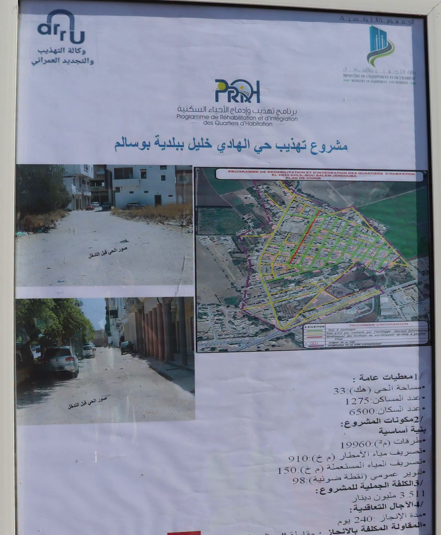 إنطلاق أشغال مشروع تهذيب حي الهادي خليل بمعتمدية بلطة بوعوان بكلفة 3 ملايين و 511 ألف دينار