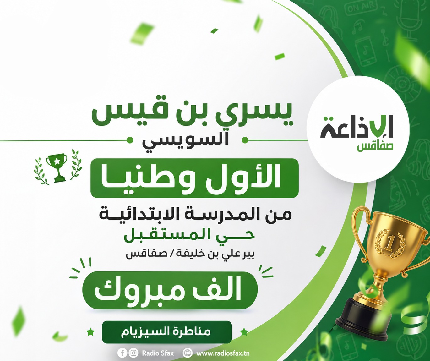 يسري السويسي : الاول وطنيا في مناظرة السيزيام شكرا لوالدي ولمعلمي ولكل من ساهم في هذا التتويج (فيديو )