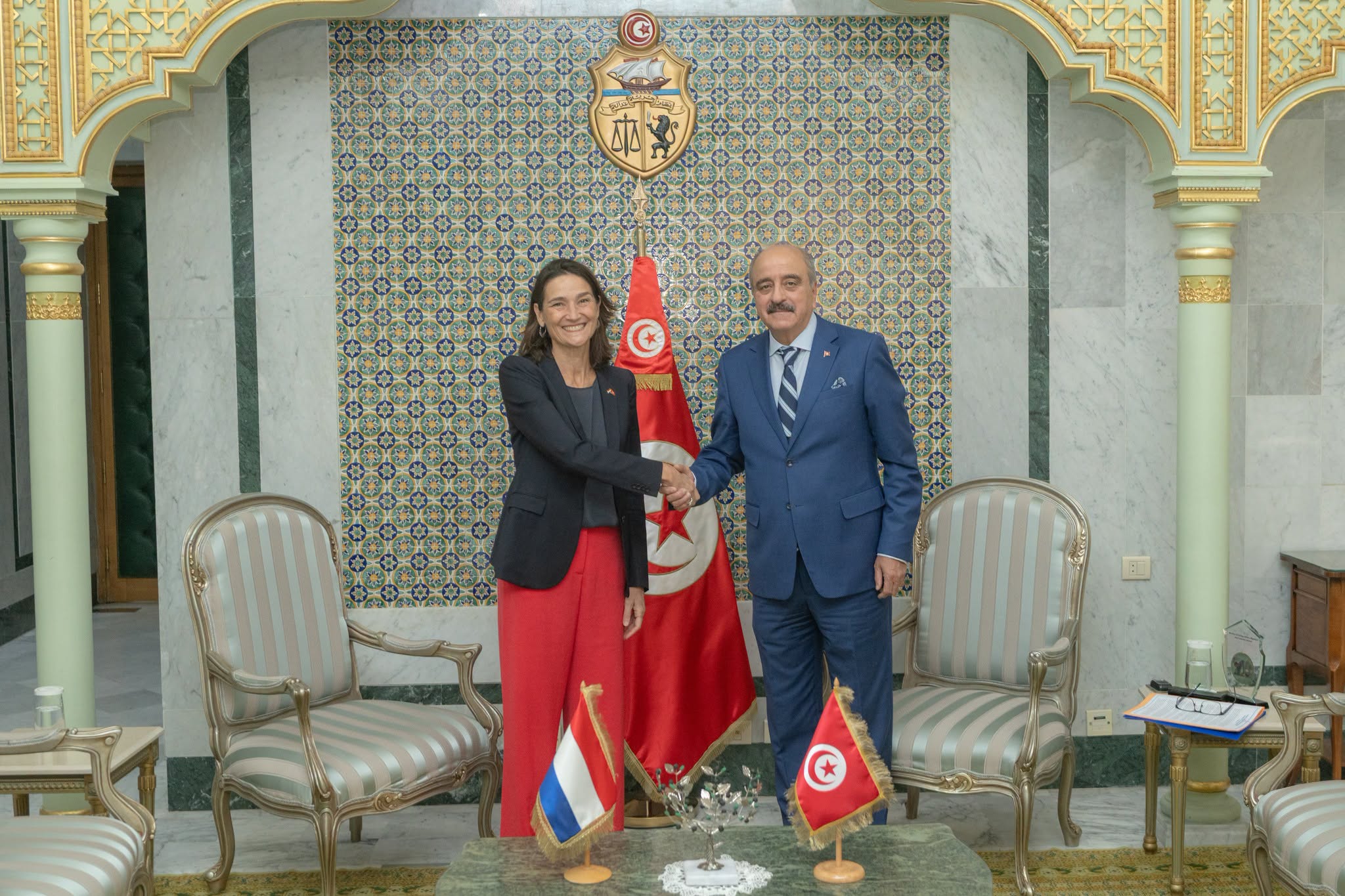وزير الخارجية يلتقي السفيرة الهولندية بمناسبة انتهاء مهامها.