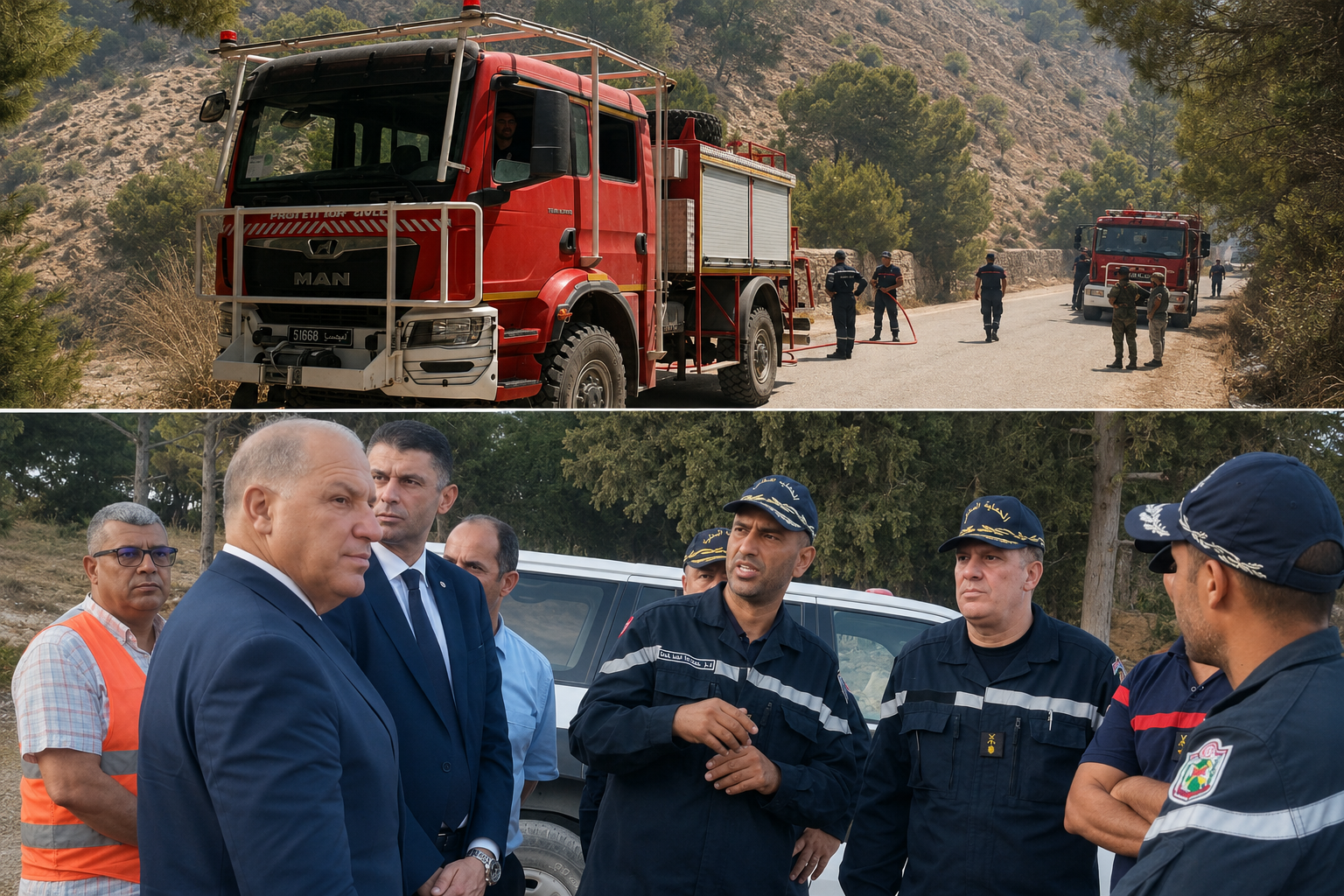 Mobilisation maximale face aux incendies de forêts au Nord-Ouest: Sofiene Balsadek en visite au Djebel Takrouna