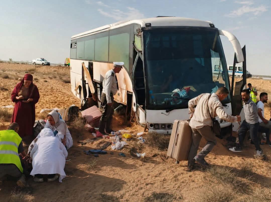 مدنين: خروج حافلة تابعة لوكالة اسفار ليبية عن الطريق دون تسجيل ضحايا بشرية
