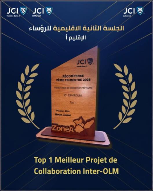 الغرفة الفتية الاقتصادية بالزهروني تتحصل على افضل مشروع تعاون بين الغرف الفتية الاقتصادية خلال المؤتمر الوطني الافتراضي "