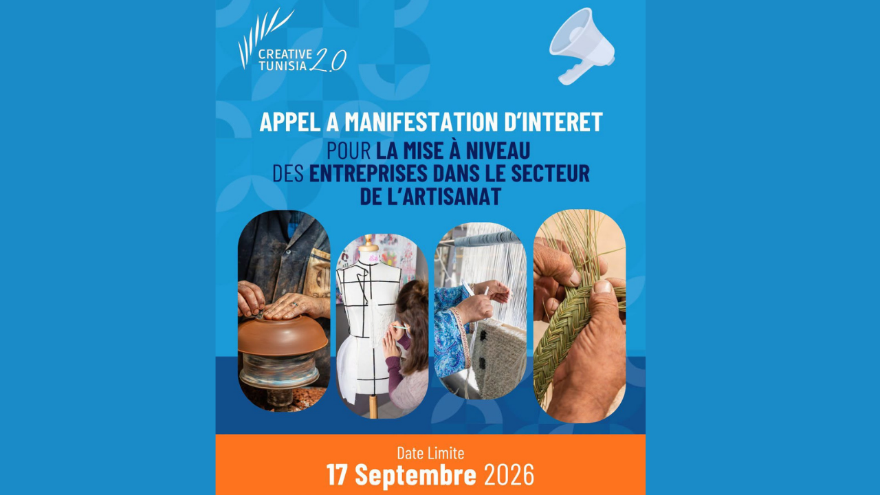 يهم مؤسسات قطاع الصناعات التقليدية: 17 سبتمبر غلق باب الترشحات للانتفاع ببرنامج دعم فني ومالي