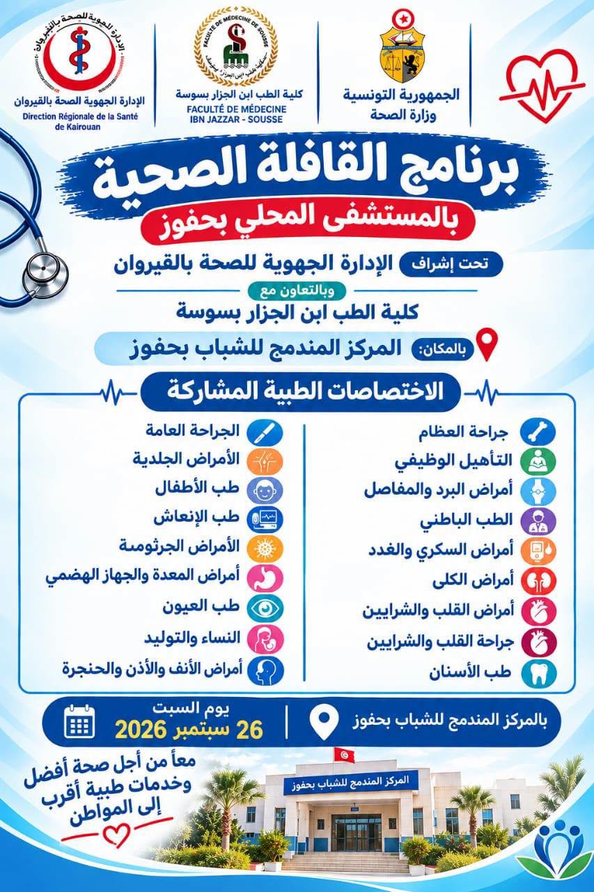 قافلة صحية متعددة الاختصاصات بحفوز بمشاركة أكثر من 60 طبيبا في 16 اختصاصا
