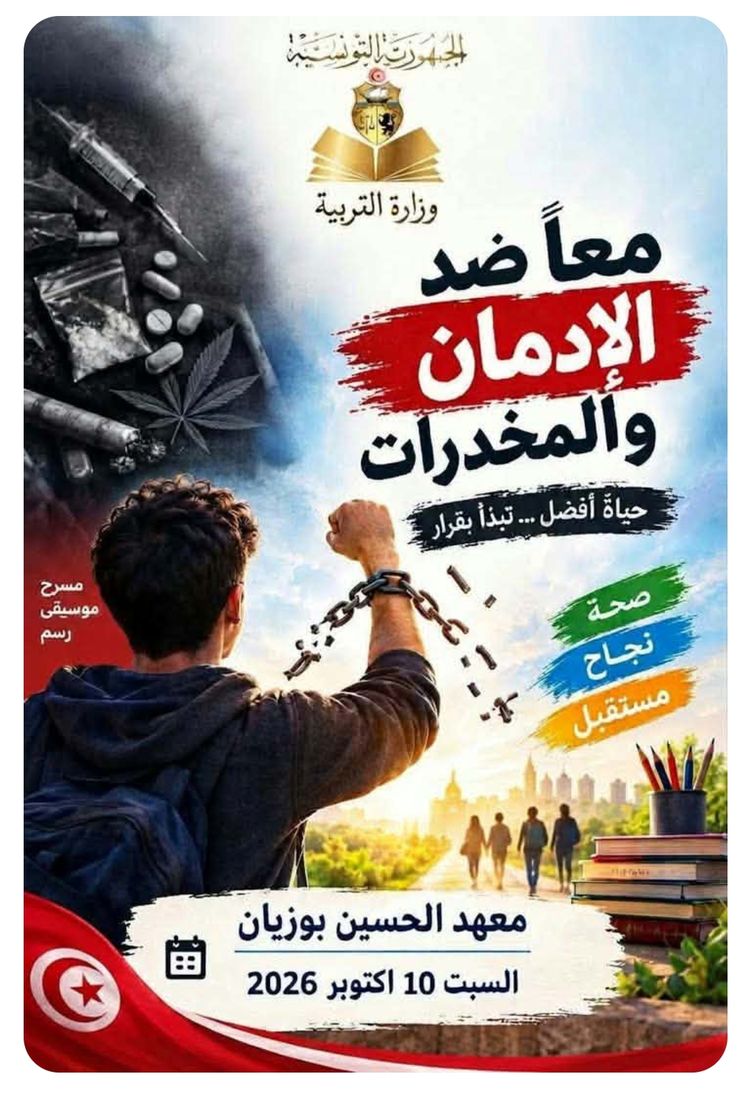 قفصة: معهد الحسين بوزيان ينظّم يومًا تحسيسيًا حول الوقاية من مخاطر المخدرات في الوسط المدرسي