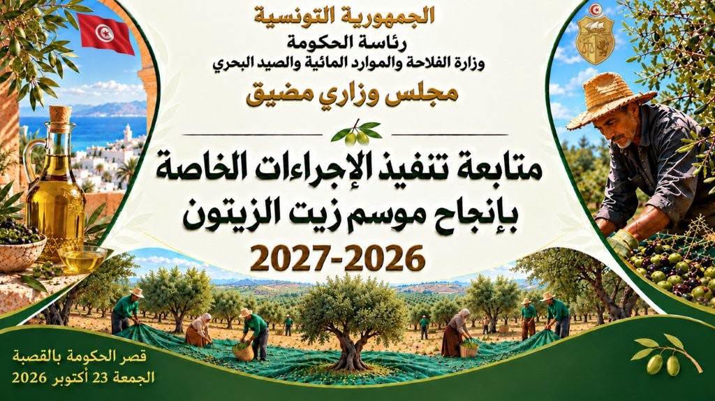 رئيسة الحكومة تؤكد ضرورة إنجاح موسم زيت الزيتون 2026/2027 وتطوير صادراته