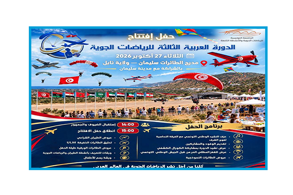 انطلاق فعاليات الدورة العربية الثالثة للرياضات الجوية.